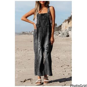 Anthropologie Distressed Denim Overalls L NWOT